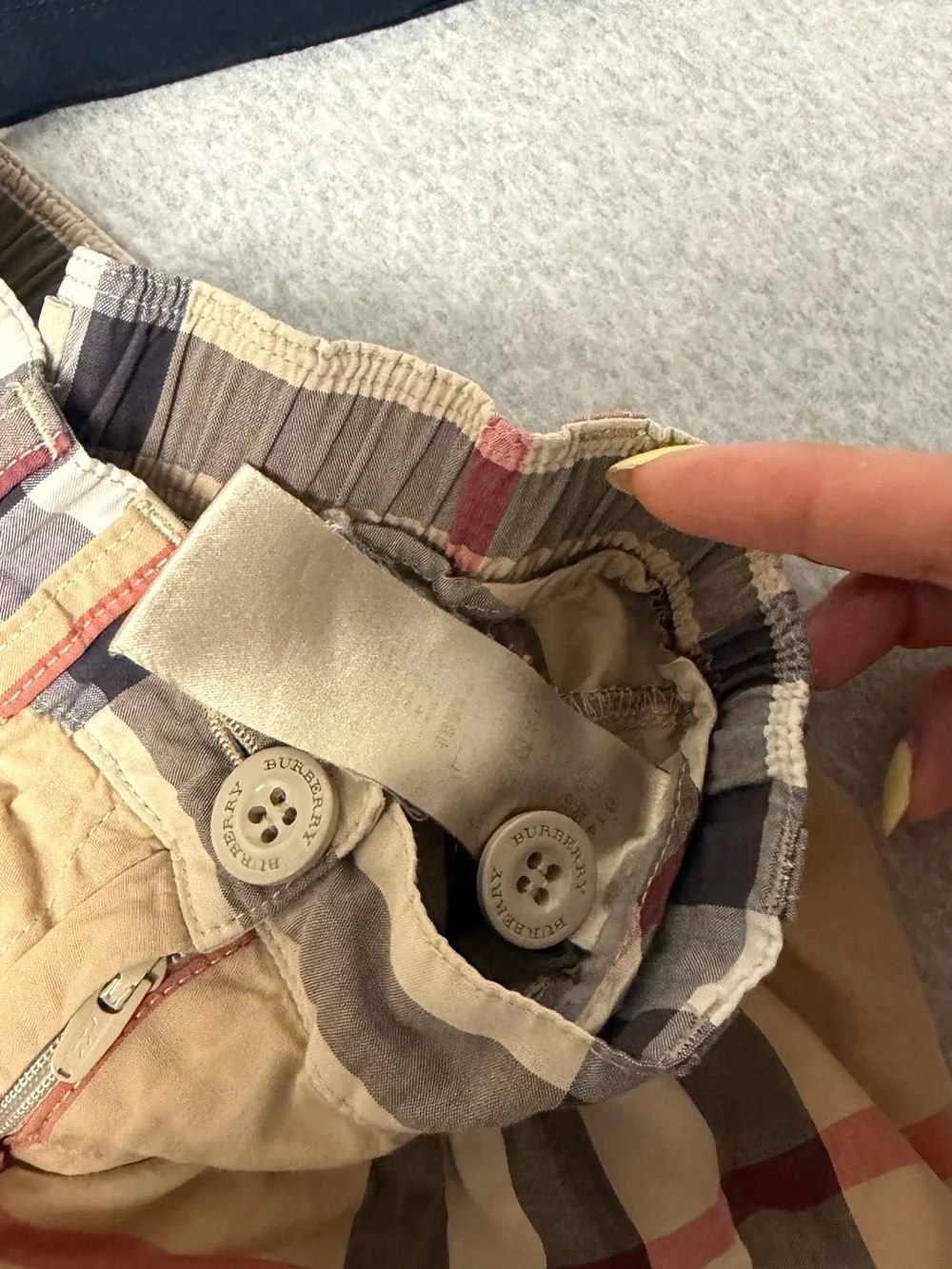 Burberry Black Top with Tan Plaid Shorts